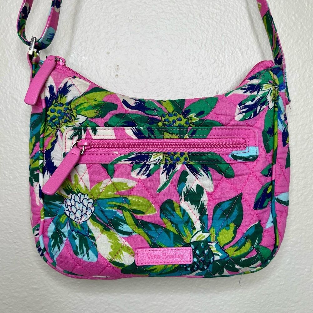 Vera Bradley Tropical Paradise Mini Andi Crossbody Pink Floral Quilted Bag Purse